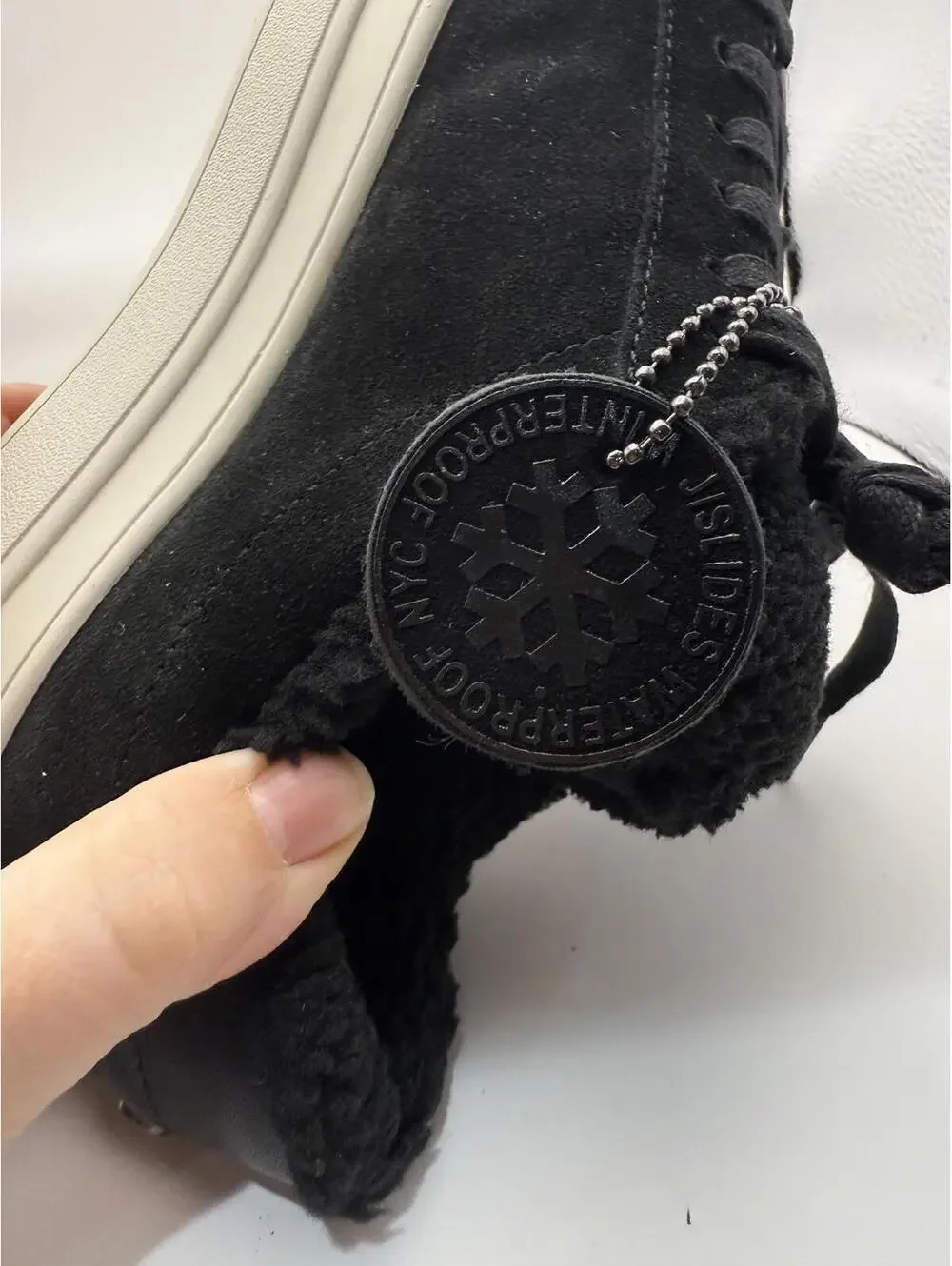 NEW JSlides Black Suede Women's Sneakers with Shearling Lining 7